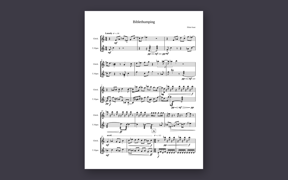 First page of the score for Biblethumping