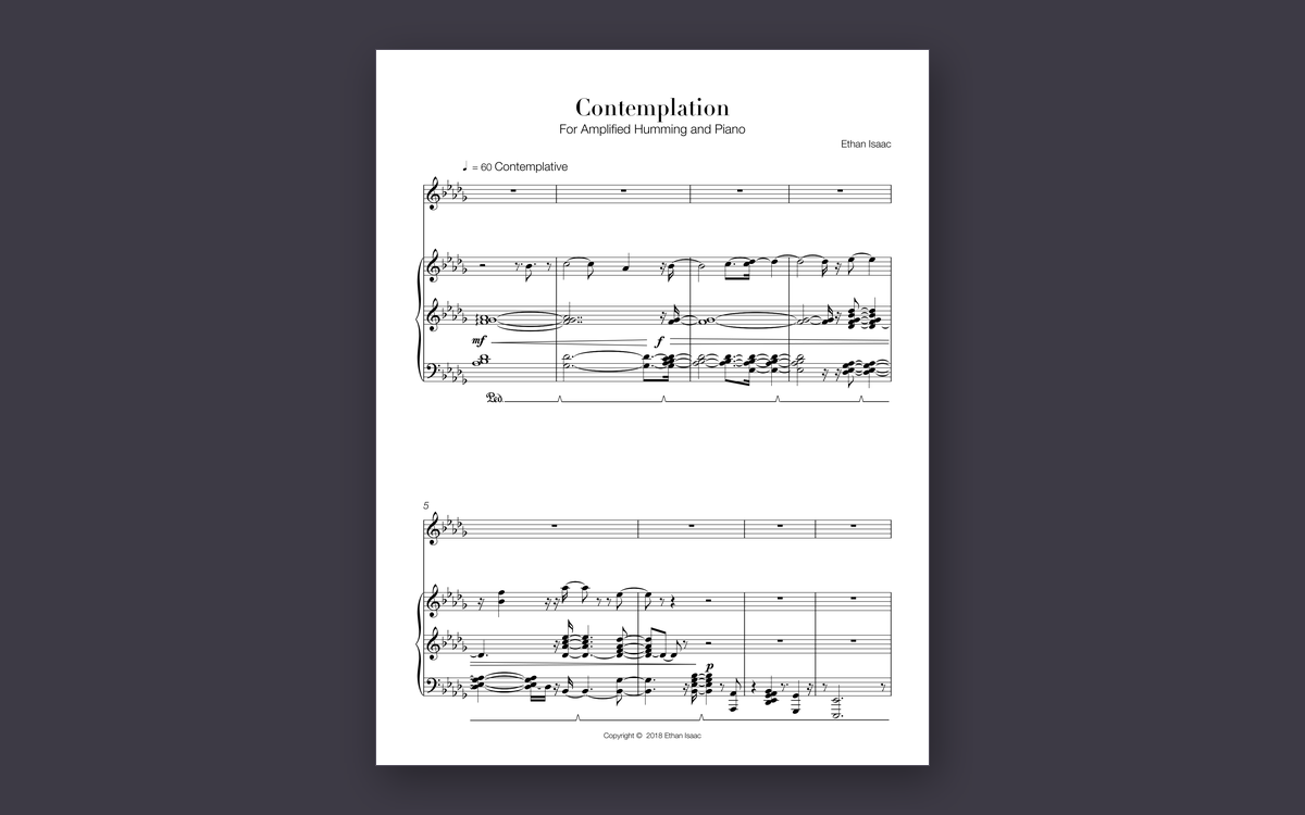 First page of the score for Contemplation