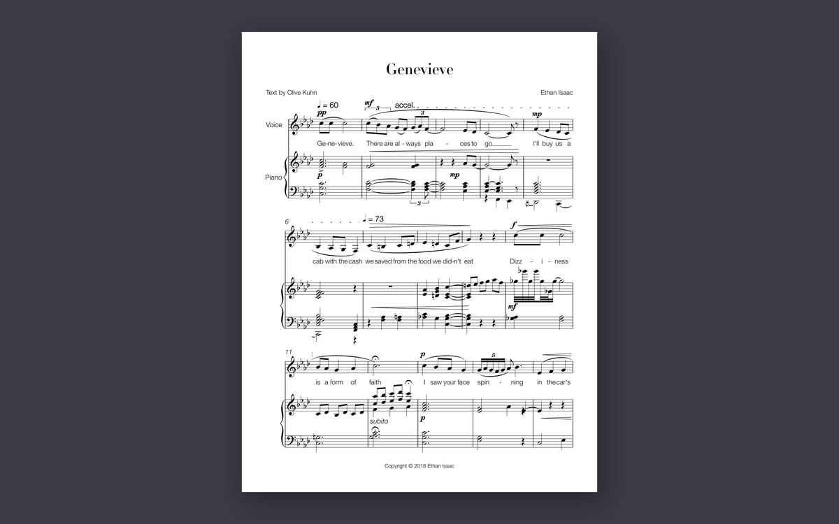 First page of the score for Genevieve