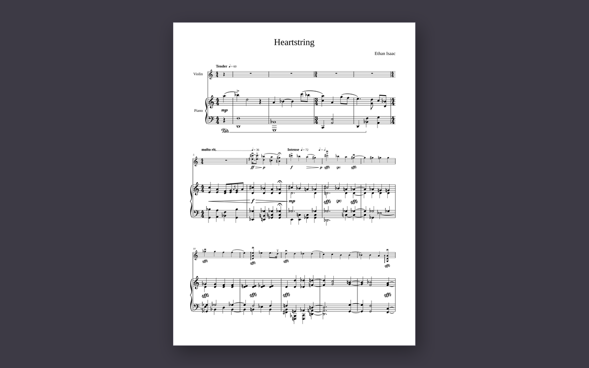 First page of the score for Heartstring