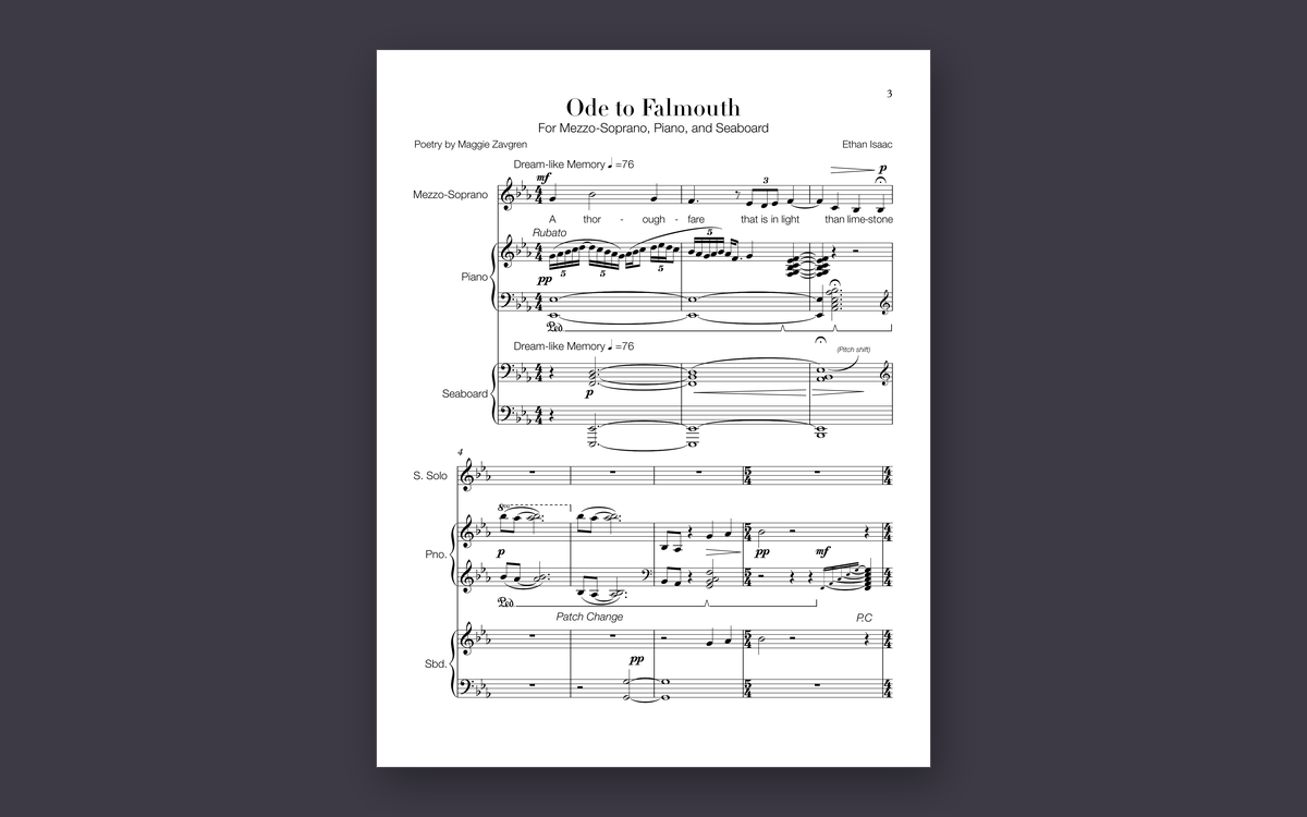 First page of the score for Ode to Falmouth