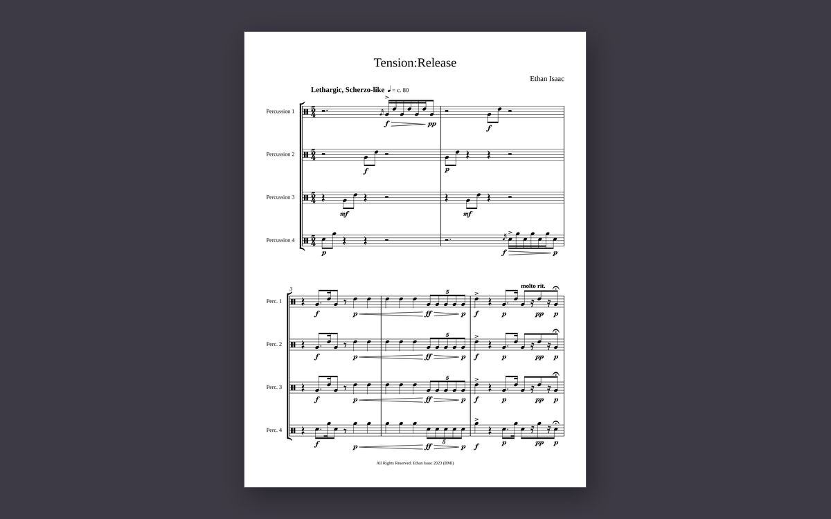 First page of the score for Tension:Release