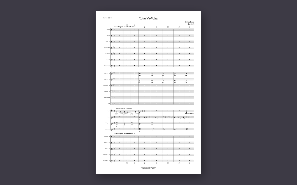 First page of the score for Tohu Va-Vohu