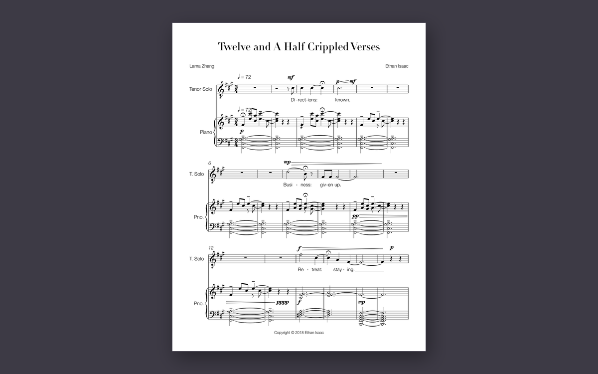 First page of the score for Twelve and a Half Crippled Verses